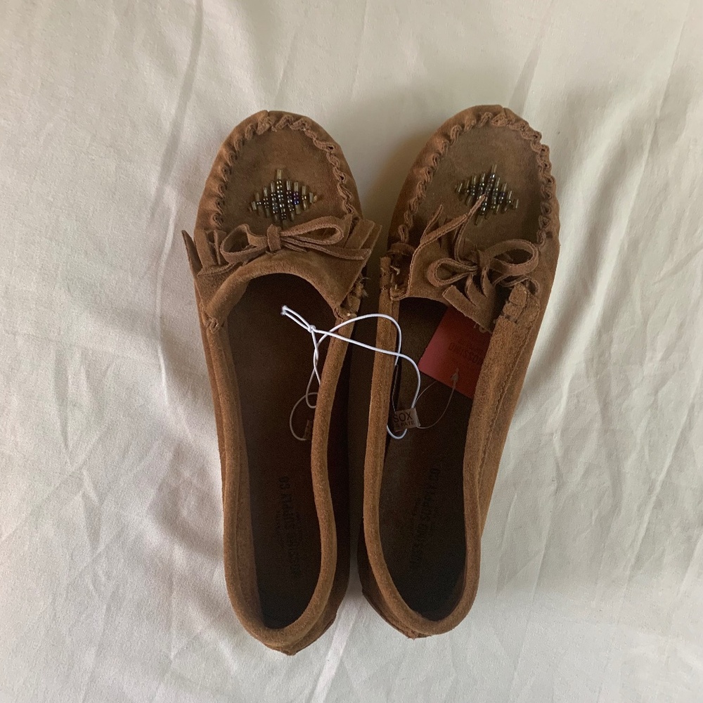 Mossimo Supply Co. Brown Suede Moccasins Size 8.5 - New with Tags, Beaded Detail